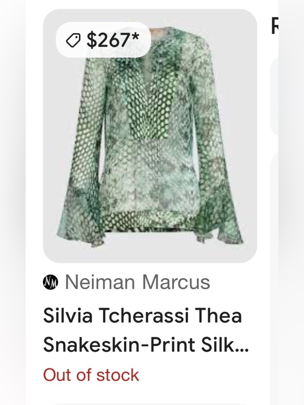 Silvia Tcherassi Green Snake-Print Bell Sleeve Tunic - Medium - NWT - Picture 7 of 7